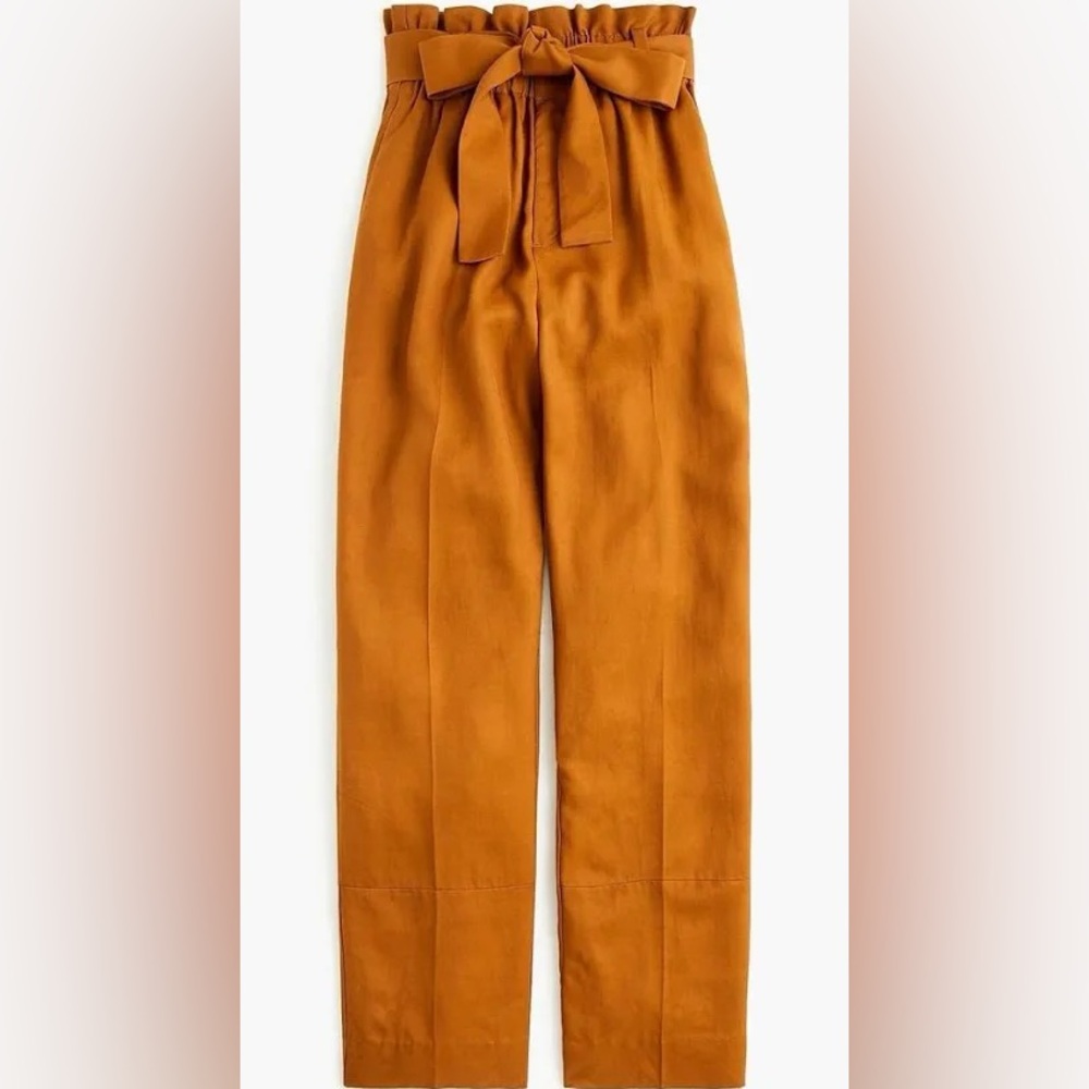 J.Crew women pants sz8 Drapey paper-bag TENCEL™ lyocell Color: MELTED CARAMEL